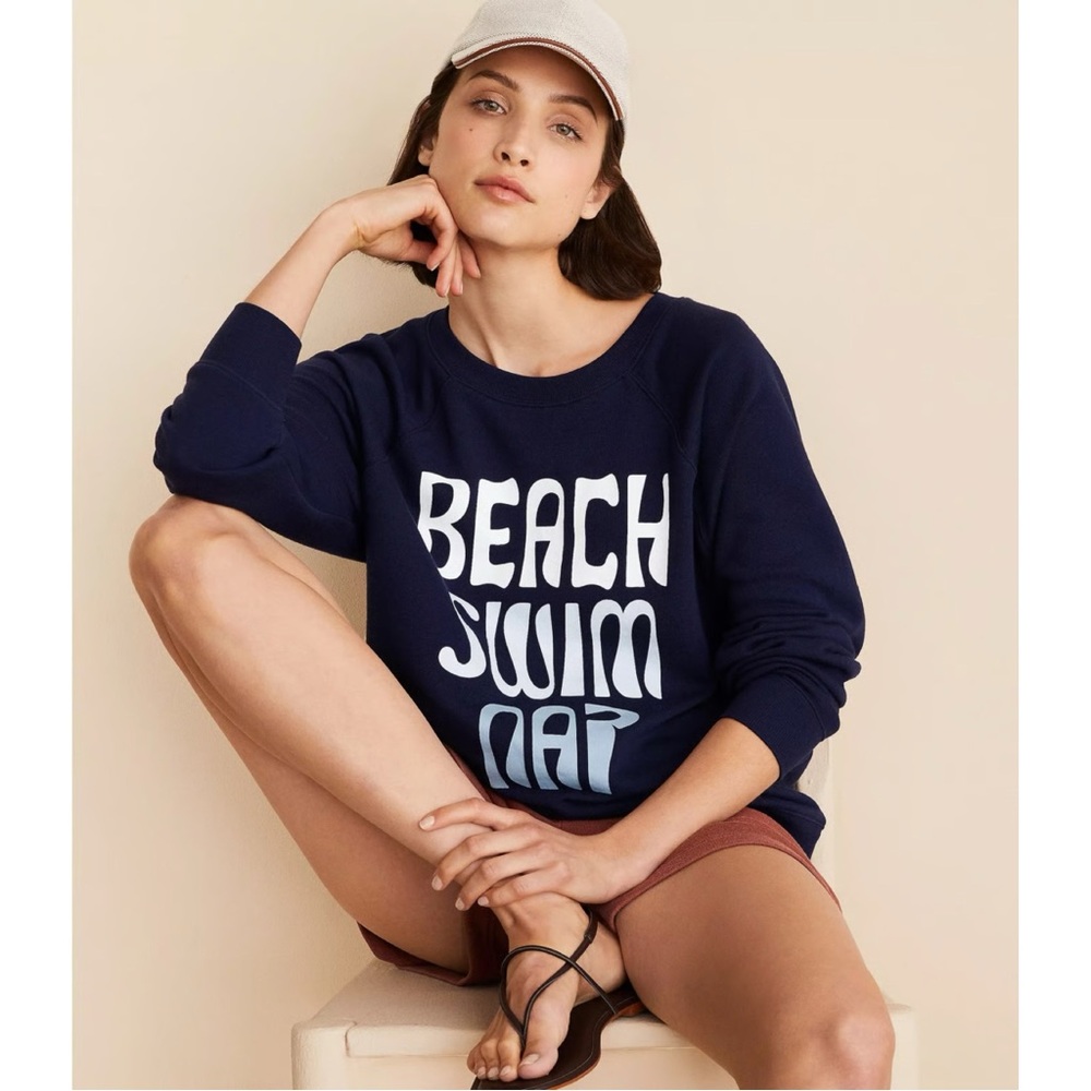 Lou & Grey Beach Swim Nap Cozy Cotton Sweatshirt NWT